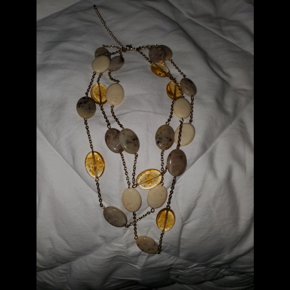 Chico's Gold & Natural Stone Type Tone Necklace